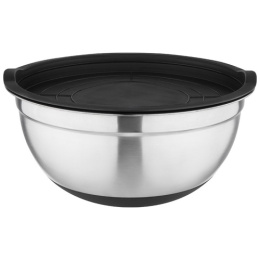Миска из нержавеющей стали 240мм, 3,0л, с антискользящим силиконовым дно и пластиковой крышкой, Amarena Mallony 107629
