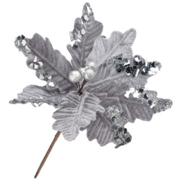 Елочное украшение Пуансеттия 15см, серебряный Волшебная страна 110610