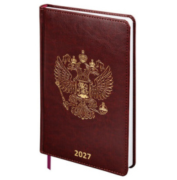 Ежедневник датированный А5 176 листов Brauberg State, под кожу, коричневый, 2027 118041