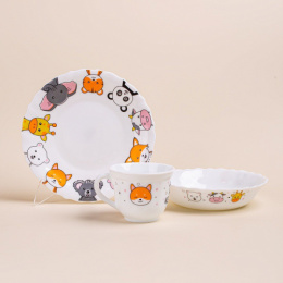 Набор детской посуды стеклокерамической 3 предмета Animals, в п/у Pars Opal PO-3sd-754