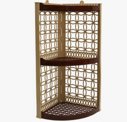 Полка для ванной комнаты угловая пластиковая трехсекционная 53,5х31х23,5см, бежево-коричневый Ар-Пласт 16000