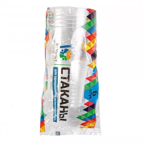 Набор стаканов одноразовых  6шт. 500мл прозрачный Юпласт ЮНАБ2023