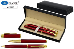 Набор подарочный (2 металлические ручки с поворотным механизмом, корпус красно-золотой, чернила синие) МС-7785