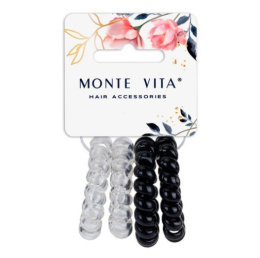 Резинки для волос Monte Vita набор   4шт. пружинка, 4см, черный/прозрачный 457056