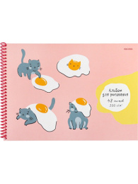 Альбом для рисования 48 листов Кот и яичница, гребень 48-4942