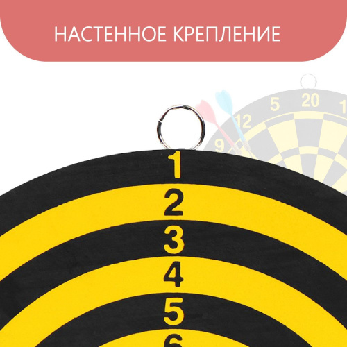 Дартс с дротиками, мишенью 22см 2 дротика, в пластиковой упаковке Onlytop 534872
