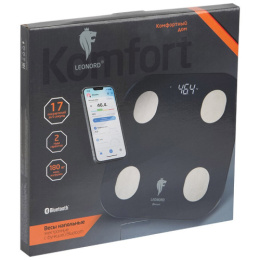 Весы напольные электронные стеклянные, до 180кг, LE-1216 Bluetooth Leonord 108265