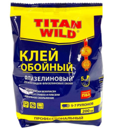 Клей обойный Titan Wild флизелиновый 200г, в пакете Titan Wild
