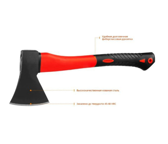 Топор 0,6кг фиберглассовая ручка, кованый Mirax 20601-06