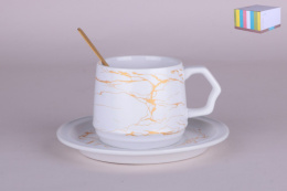 Чайная пара фарфоровая 210мл Rich gold, в п/у Коралл 7635