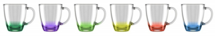 Кружка стеклянная 350мл цветное дно микс Декостек 2025-Н9