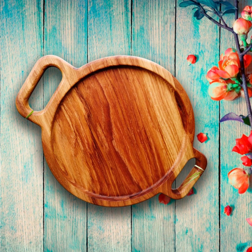 Доска для подачи деревянная дуб круглая 330х250х20мм ДомВуд Д79