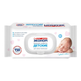 Салфетки влажные Эконом Smart 150шт. для малышей, с клапаном 9690309