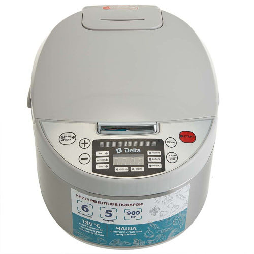 Мультиварка 5л, 900Вт, 6 программ, белый Delta DL-6529