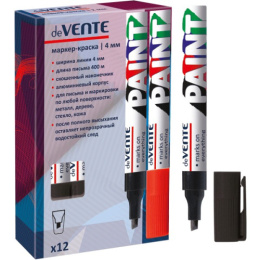 Маркер-краска черный Devente 4мм, алюминиевый корпус, с клипом 5043701