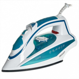 Утюг 2200Вт, керамическая подошва, белый с бирюзовым Delta lux DL-352