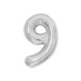 Шар Цифра 9 серебро 100см, фольга MS_51233