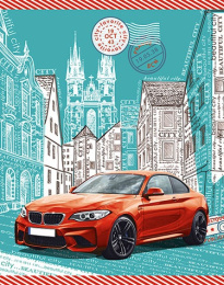 Тетрадь 200 листов (4х50л) Красный автомобиль, на кольцах, 4 цвета С0800-33