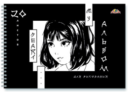 Альбом для рисования 20 листов Черно-белое, гребень С0224-57