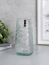 Ваза для цветов стеклянная h-22см с лого, прозрачная, без упаковки White Lily WRD-138/745973/752606