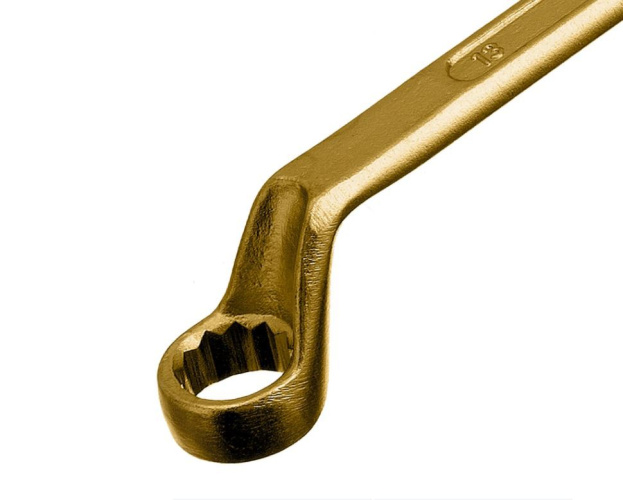 Ключ накидной изогнутый 10х13мм желтый цинк Сибртех 14618