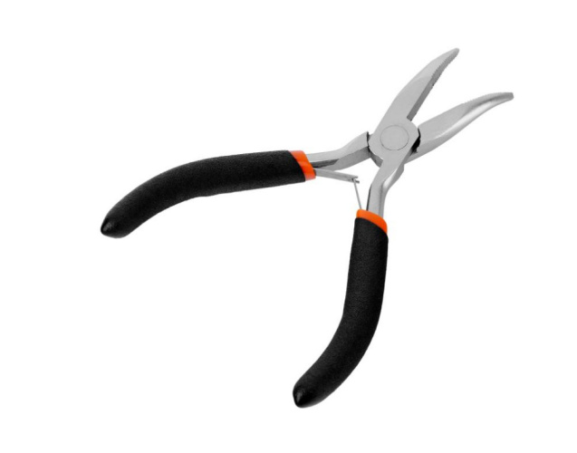 Длинногубцы изогнутые 130мм обрезиненные (двухкомпонентные) ручки, никелированные, изогнутые, авторазжим, Мини Sparta 17822