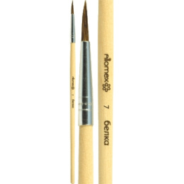 Кисть № 7 белка круглая живописная, деревянная ручка, Attomex 8073706