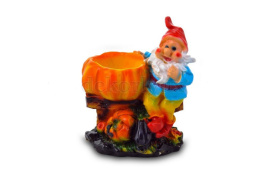 Зоокашпо декоративное гипсовое Гном с тыквой 25х27см ГусьДекорЛюкс 5КП26