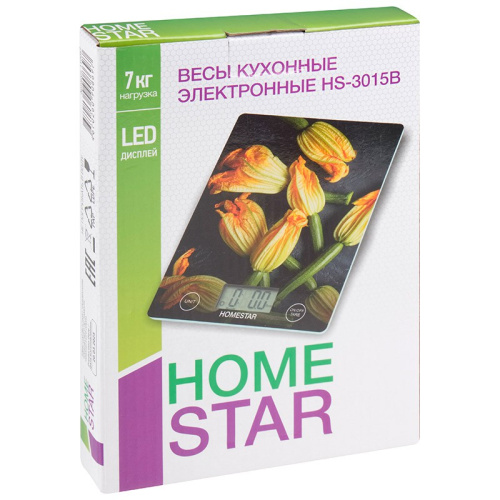 Весы кухонные электронные до  7кг HS-3015В, стеклянные HomeStar 110057