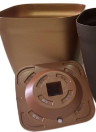 Кашпо пластиковое напольное Леонардо со дренажной вставкой 37л, бронза Агропласт