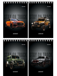 Блокнот А6  40 листов Разные автомобили 14, гребень Б40-7014