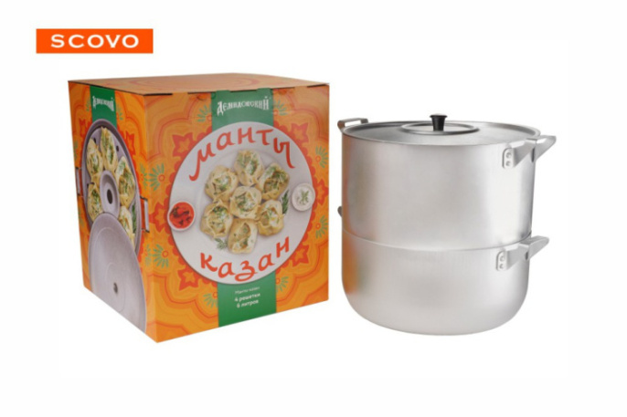 Манты-казан алюминиевый  6,0л 4 уровня Scovo МТ-040