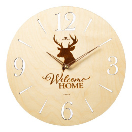 Часы настенные круглые d-35см деревянные Welcome Home, открытая стрелка, корпус светлый Рубин 3501-002
