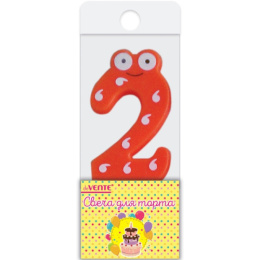 Свеча-цифра 2 Смешная, с золотистым рисунком deVente 9060733