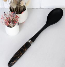 Ложка нейлоновая 35см пластиковая ручка Черный мрамор L-153/735153