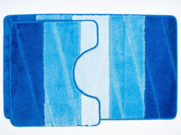 Комплект ковриков напольных для ванной и туалета на латекс. основе Enigma 2пр. 50х 80см/40х50см толщина 12мм, голубой Aqua-Prime