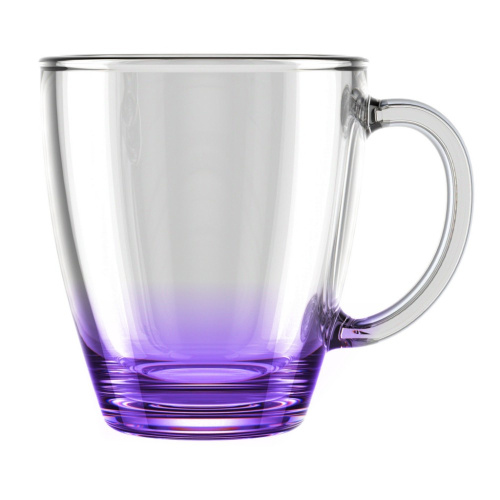 Кружка стеклянная 350мл цветное дно микс Декостек 2025-Н9
