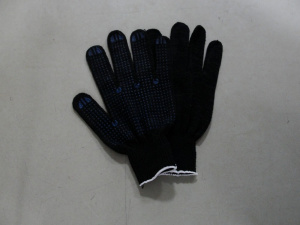 Перчатки хлопчатобумажные с ПВХ Точка, черные