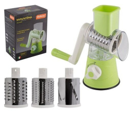 Овощерезка многофункциональная нержавеющая сталь+пластик  3 насадки Bellissimo (роторная) Mallony 007410
