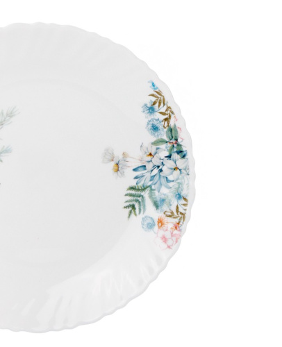 Тарелка стеклокерамическая мелкая 190мм Цветы Фокус 7327-твч7,5