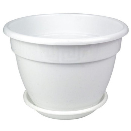 Горшок для цветов пластиковый Антик с поддоном  3,6л d-22см h-16см белый 5plast 5PL0017