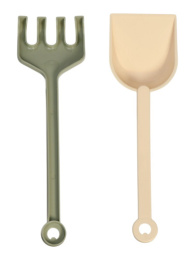 Набор для песочницы пластиковый  6 предметов №174 Зефир: ведро, сито, совок, грабли, формочки 2шт., в сетке Stellar 01874/10994558