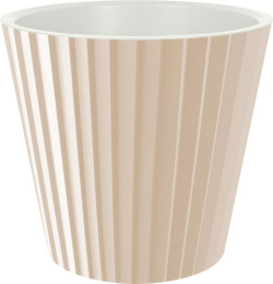 Горшок для цветов пластиковый Sand со вставкой  3,3л d-19см h-17,7см молочный шоколад InGreen IG640110047