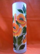 Ваза для цветов стеклянная цилиндр h-26см d-10см матовая роспись, в п/у Красота стекла 177/80
