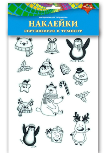 Наклейки светящиеся в темноте Зверушки С3534-06