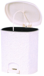 Ведро для мусора с педалью пластиковое 11л Ажур, белый Ар-Пласт 020322