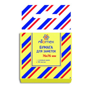 Блок самоклеящийся 76х76 желтый 100 листов Attomex 2010004
