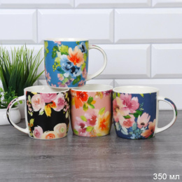 Кружка керамическая 350мл Цветы, в ассортименте D275/734275