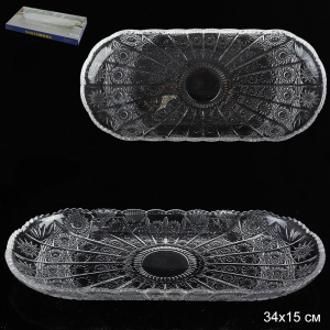 Блюдо стеклянное овальное 340х150мм, в п/у D-54B