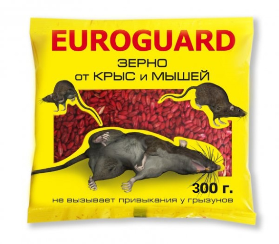 Зерно для уничтожения крыс и мышей  300г Euroguard